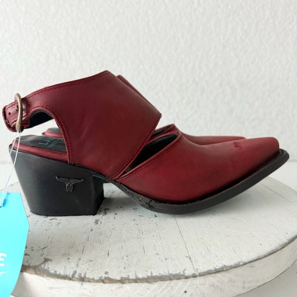 Lane Robin Mule Red Cowboy Boots Womens Western Short Ankle Snip Toe Size 5 - Picture 4 of 12
